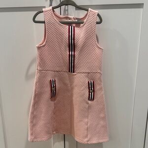 Janie and Jack Pink Textured Dress with Striped Details